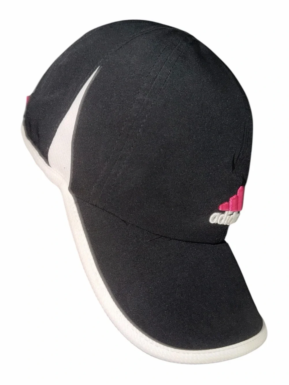 adidas Black Cap with Pink Logo and White Trim